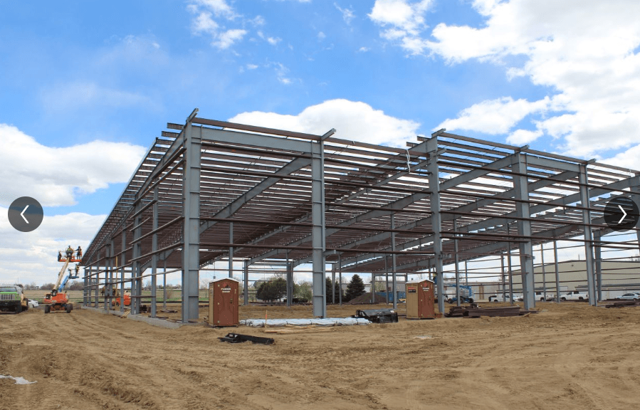 Steel framing during construction